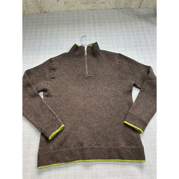 Vintage Gap Sweater Mens‎ XL Brown Green 100% Lambswool 1/4 Zip Comfort Preppy - Picture 1 of 7